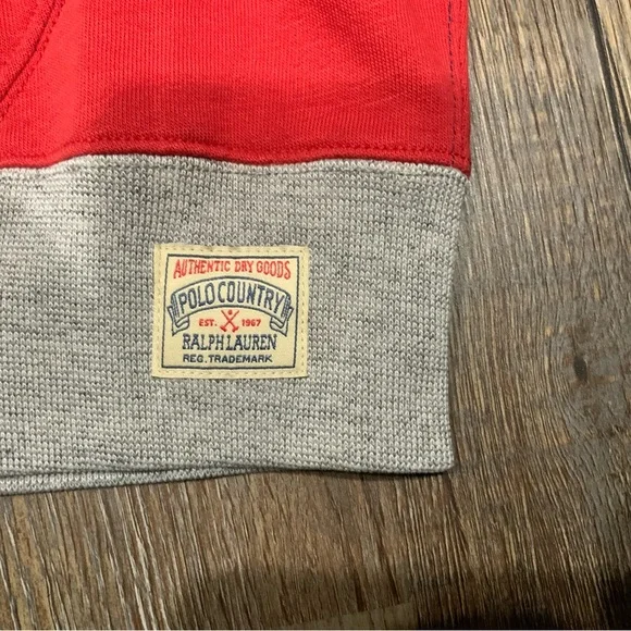 Polo Country Ralph Lauren Flag Patchwork Fleece Hoodie Multi Color Mens Sz M